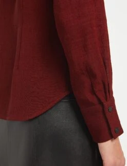 Riley Funnel Neck Blouse - Dark Red -The Modern Femme Sales RSHT B6 RILEY DARKRED LS 1221