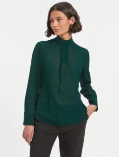 Riley Funnel Neck Blouse - Teal