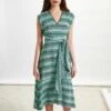 Freya V-Neck Dipped Hem Midi Dress - Mint Chevron 1 Freya V-Neck Dipped Hem Midi Dress - Mint Chevron -The Modern Femme Sales RSHT D292 FREYA MINT CHEVRON LS 2878 crop