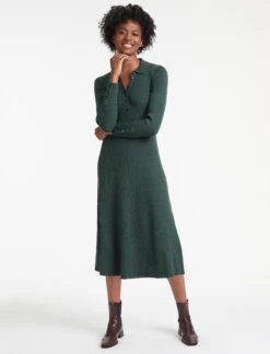 Josie Wool Knit Dress - Dark Green -The Modern Femme Sales RSHT D397 JOSIE DARKGREEN LS 17976
