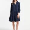 Delaney Cotton Seersucker Shirt Dress - Navy Black -The Modern Femme Sales RSHT D415 DELANEY NAVY BLACK LS 163