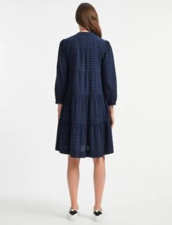 Delaney Cotton Seersucker Shirt Dress - Navy Black -The Modern Femme Sales RSHT D415 DELANEY NAVY BLACK LS 240