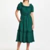 Harper Organic Cotton Midi Dress - Green Moire Print -The Modern Femme Sales RSHT D431 HARPER GREENMOIREPRINT LS 1077