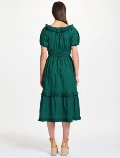 Harper Organic Cotton Midi Dress - Green Moire Print -The Modern Femme Sales RSHT D431 HARPER GREENMOIREPRINT LS 1158