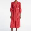Alice Organic Cotton Maxi Shirt Dress - Red Moire Print -The Modern Femme Sales RSHT D433 ALICE REDMOIREPRINT LS 3718