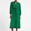 Salone Linen Blend Maxi Dress - Emerald Green Black -The Modern Femme Sales RSHT D522 SALONE EMERALDGREENBLACK LS 3882