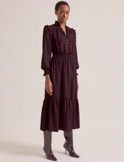 Saskia Maxi Dress - Black Red Polka Dot Print -The Modern Femme Sales RSHT D613 SASKIA BLACKREDPOLKADOTPRINT LS 0766