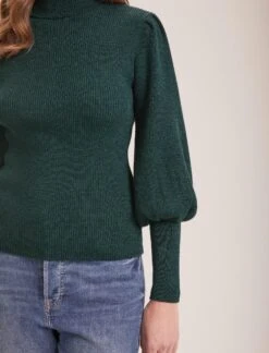Eva Wool Roll Neck Jumper - Dark Green -The Modern Femme Sales RSHT K10 EVA DARKGREEN LS 38459
