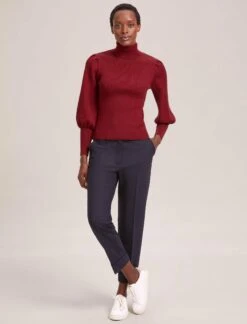 Eva Wool Roll Neck Jumper - Dark Red -The Modern Femme Sales RSHT K10 EVA DARKRED LS 40685