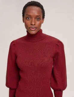 Eva Wool Roll Neck Jumper - Dark Red -The Modern Femme Sales RSHT K10 EVA DARKRED LS 40727