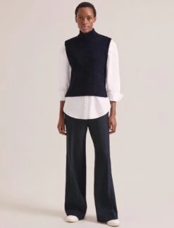 Janie Cashmere Blend Funnel Neck Sleeveless Jumper - Navy -The Modern Femme Sales RSHT K156 JANIE NAVY LS 0516