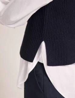 Janie Cashmere Blend Funnel Neck Sleeveless Jumper - Navy -The Modern Femme Sales RSHT K156 JANIE NAVY LS 0569