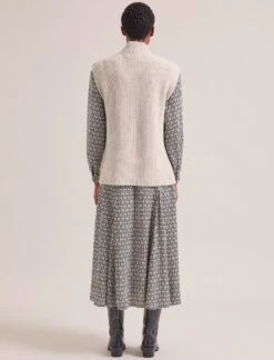 Janice Cashmere Blend Funnel Neck Sleeveless Jumper - Oatmeal -The Modern Femme Sales RSHT K157 JANICE OATMEAL LS 2340