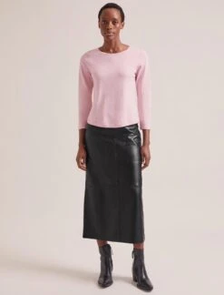 Maia Cotton Silk Blend T-Shirt - Pale Pink -The Modern Femme Sales RSHT K174 MAIA PALEPINK LS 2036