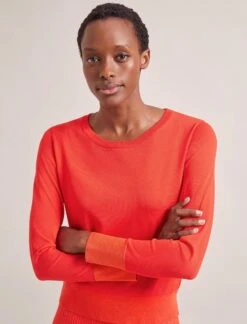 Colette Contrast Cuff Jumper - Orange -The Modern Femme Sales RSHT K17 COLETTE ORANGE LS 0631