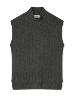 Janice Wool Funnel Neck Sleeveless Jumper - Dark Grey -The Modern Femme Sales RSHT K25 JANICE GREY MELANGE CO
