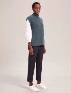 Janice Wool Funnel Neck Sleeveless Jumper - Slate Blue -The Modern Femme Sales RSHT K25 JANICE SLATEBLUE LS 41666