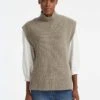 Janice Wool Funnel Neck Sleeveless Jumper - Taupe -The Modern Femme Sales RSHT K25 JANICE TAUPE LS 28574