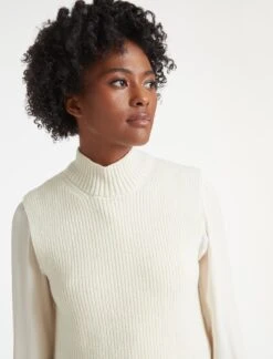 Janie Sleeveless Funnel Neck Jumper - Cream -The Modern Femme Sales RSHT K51 JANIE CREAM LS 18413