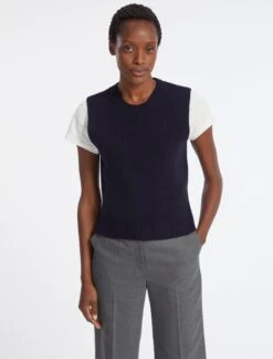 Janie Wool Round Neck Sleeveless Jumper - Navy -The Modern Femme Sales RSHT K57 JANIE NAVY LS 4471 4d43f67b 98ac 4305 892e ce53b090e2fd