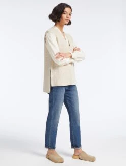Janice Wool V Neck Sleeveless Jumper - Oatmeal -The Modern Femme Sales RSHT K58 JANICE OATMEAL LS 26145