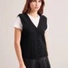 Meryl Wool V Neck Waistcoat - Black -The Modern Femme Sales RSHT K69 MERYL BLACK LS 0794
