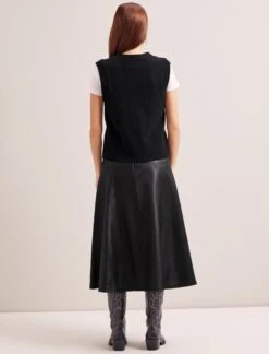 Meryl Wool V Neck Waistcoat - Black -The Modern Femme Sales RSHT K69 MERYL BLACK LS 0813