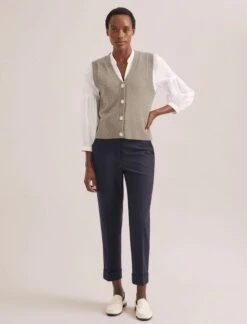 Meryl Wool V Neck Waistcoat - Taupe -The Modern Femme Sales RSHT K69 MERYL TAUPE TR77 CLEMENT NAVY S72 ELLA WHITE 1695