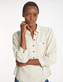 Kelsey Shirt - Cream -The Modern Femme Sales RSHT S63 KELSEY CREAM LS 1325