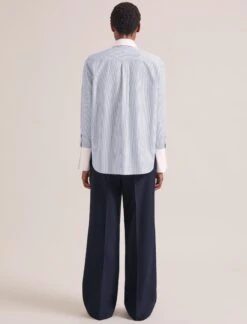 Seymour Organic Cotton Shirt - Blue White Stripe -The Modern Femme Sales RSHT S74 SEYMOUR BLUEWHITESTRIPE LS 1211