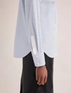 Sefton Organic Cotton Shirt - Blue White Stripe -The Modern Femme Sales RSHT S75 SEFTON BLUEWHITESTRIPE LS 1324