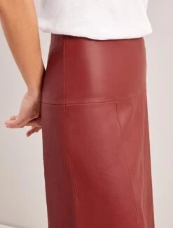 Tiana Leather Midi Skirt - Red -The Modern Femme Sales RSHT SK119 TIANA RED LS 0570
