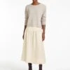 Lyla Techni Linen Midi Skirt - Cream -The Modern Femme Sales RSHT SK130 LYLA CREAM LS 28223