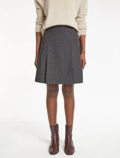 Celina Wool Short Skirt - Charcoal Navy Black Check -The Modern Femme Sales RSHT SK153 CELINA CHARCOALNAVYBLACKCHECK LS 558