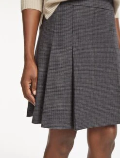 Celina Wool Short Skirt - Charcoal Navy Black Check -The Modern Femme Sales RSHT SK153 CELINA CHARCOALNAVYBLACKCHECK LS 559
