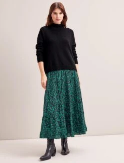 Sawyer Cotton Maxi Skirt - Green Bramble Print -The Modern Femme Sales RSHT SK181 SAWYER GREENBRAMBLEPRINT LS 7474