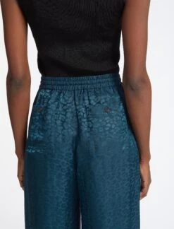 Rosa Silk Blend Trouser - Petrol Blue Leopard Pansy Print -The Modern Femme Sales RSHT TR57 ROSA PETROL BLUE LS 4642 7b06b0b6 d536 4879 8775 a4c178549cfd