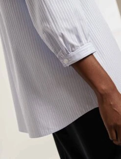 Stevie Cotton Shirt - Light Blue White Stripe -The Modern Femme Sales S39 STEVIE LIGHTBLUE WHITESTRIPE LS 093