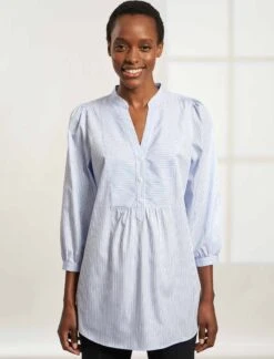 Stevie Cotton Shirt - Light Blue White Stripe -The Modern Femme Sales S39 STEVIE LIGHTBLUE WHITESTRIPE LS 105 edited