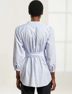 Stevie Cotton Shirt - Light Blue White Stripe -The Modern Femme Sales S39 STEVIE LIGHTBLUE WHITESTRIPE LS 144