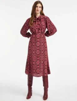 Daria Silk Midi Dress - Rose Shibori Print -The Modern Femme Sales SP22 D159 DARIA ROSESHIBORIPRINT LS 0427
