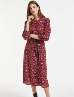 Loella Silk Midi Shirt Dress - Rose Shibori Print -The Modern Femme Sales SP22 D410 LOELLA ROSESHIBORIPRINT LS 0202