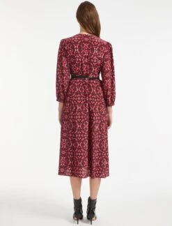 Loella Silk Midi Shirt Dress - Rose Shibori Print -The Modern Femme Sales SP22 D410 LOELLA ROSESHIBORIPRINT LS 0222