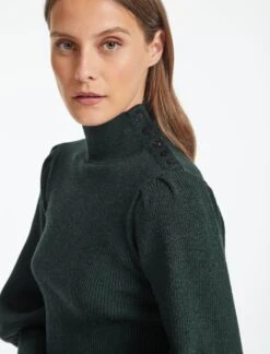 Eva Wool Funnel Neck Jumper - Dark Green -The Modern Femme Sales SP22 K56 EVA DARK GREEN LS 7496 14c43827 2240 4ece 9589 ed82fa635d22