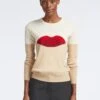 Love Lips Cashmere Jumper - Cream -The Modern Femme Sales SP22 K61 LOVELIPS CREAM LS 3383 crop