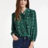 Beckett Silk Blouse - Green Shibori Print