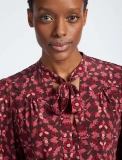 Beckett Silk Blouse - Rose Shibori Print -The Modern Femme Sales SP22 S52 BECKETT ROSESHIBORIPRINT LS 4103