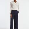 Turner Classic Wool Crop Wide Leg Trouser - Navy -The Modern Femme Sales SP22 TR42 TURNER NAVY LS 29024