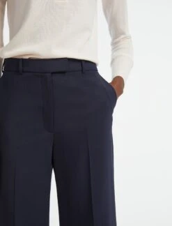 Turner Classic Wool Crop Wide Leg Trouser - Navy -The Modern Femme Sales SP22 TR42 TURNER NAVY LS 29038