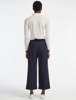 Turner Classic Wool Crop Wide Leg Trouser - Navy -The Modern Femme Sales SP22 TR42 TURNER NAVY LS 29055